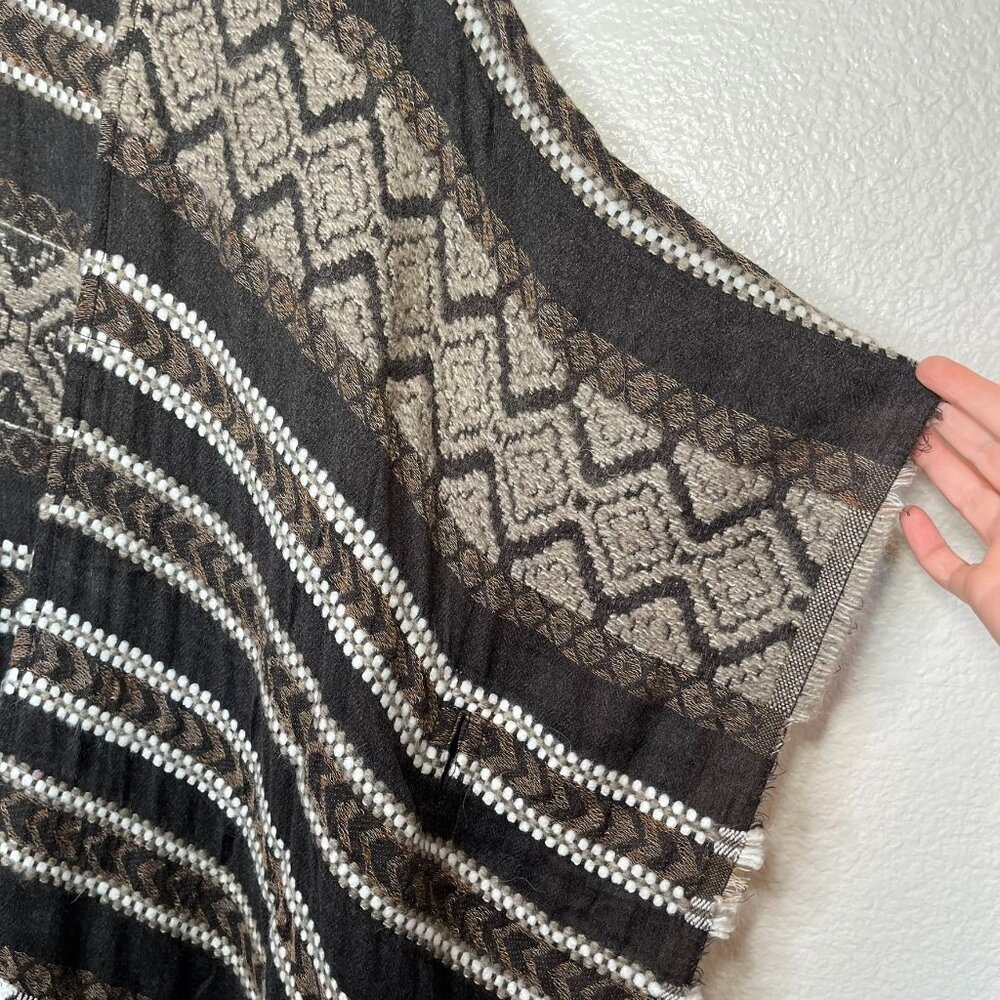 Lucky Brand Open-Front Knit Kimono Cardigan Shawl boho  Fringe Hem One Size - Picture 5 of 11